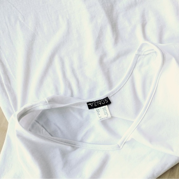 VENUS white short sleeve v-neckline cotton mini tee shirt dress size Medium - Picture 8 of 8